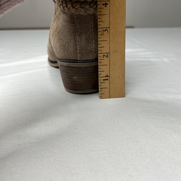 Michael Shannon Suede Mallory Booties Womens Beige Braided Leather Tassel Size 8 - Picture 10 of 10